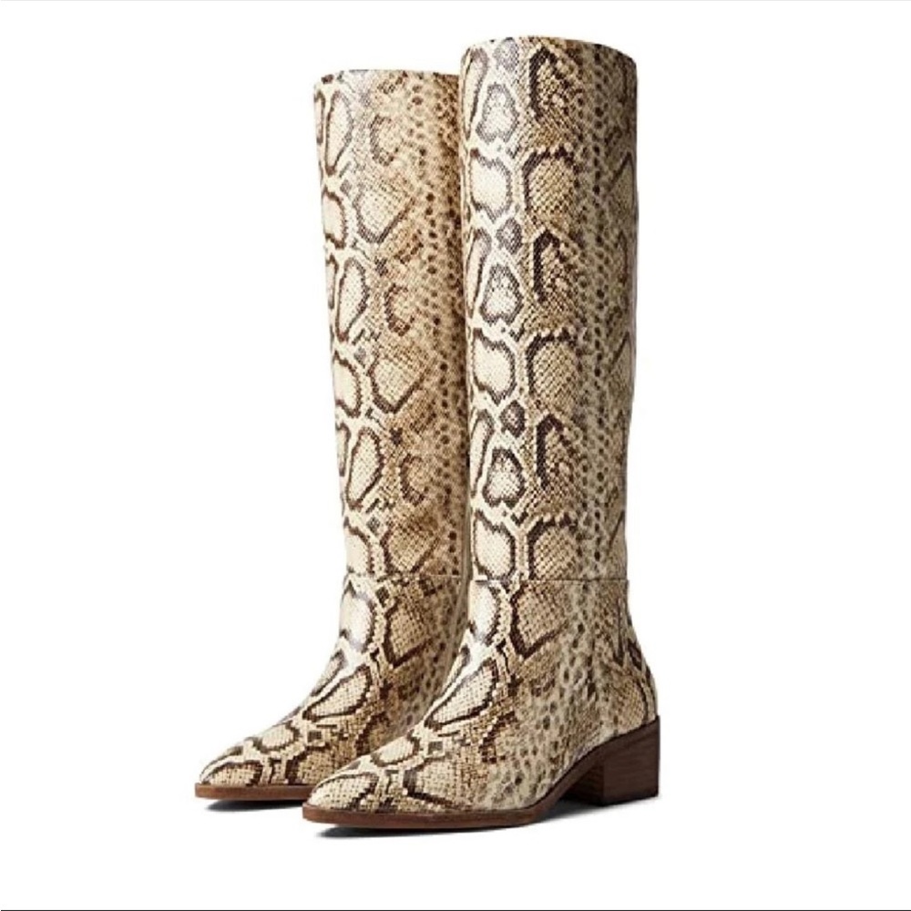 Vince Camuto Beaanna Natural Snake Knee High Boots Size 7.5 NEW
